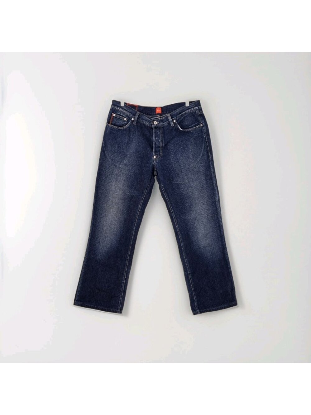 Hugo Boss Jeans Men 38x34/31 Blue Straight Leg Cotton Preppy Edgy Orange Tag